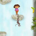 Dora on waterfall jump